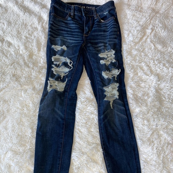 dark blue ripped jeans - Picture 1 of 1